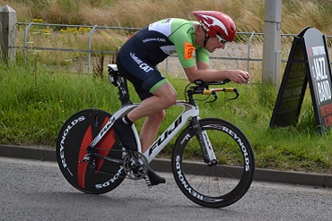 Cheshire CAT cyclist Paul Coulter timetrialing in 2016